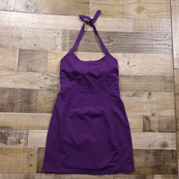 Athleta Dresses & Skirts - Athleta‎ Modra Halter Dress Women’s 6P Purple Built-In Bra Athleisure Bodycon